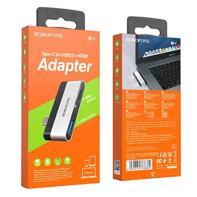 borofone adaptador hub dh2 usb hdmi usb 3 0 carcasa aluminio ultra compacto y plug play